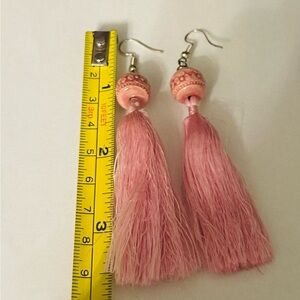 Pink Tassel Drop Earrings